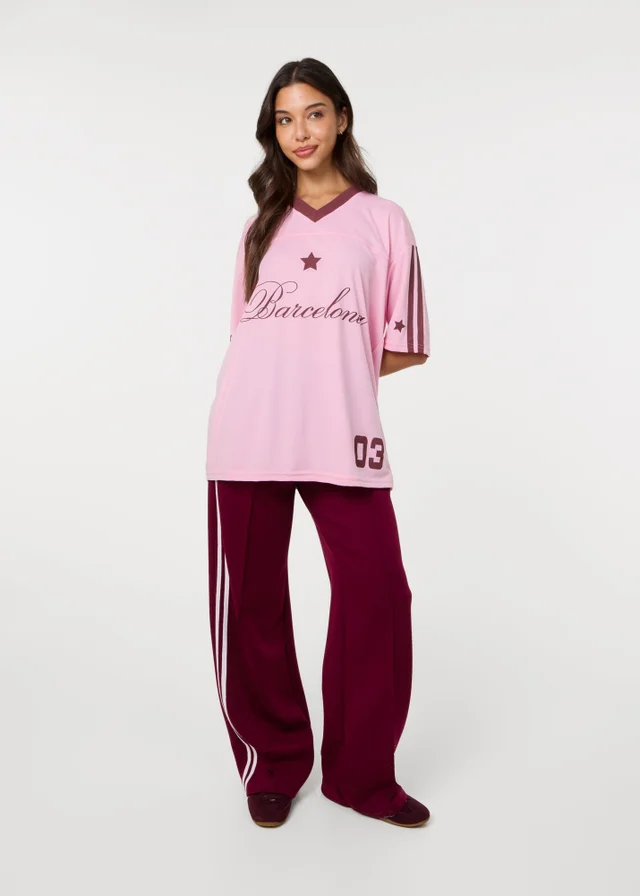 Pink Vanilla Pink Barcelona Football Sports Jersey Top