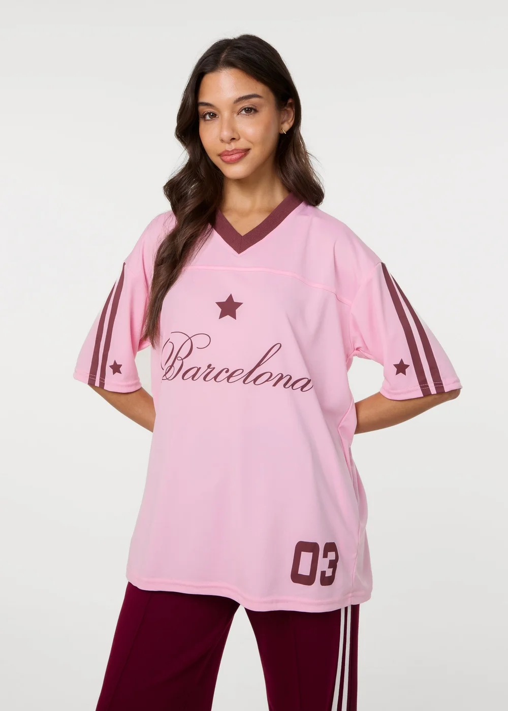 Pink Vanilla Pink Barcelona Football Sports Jersey Top - S/M Image 1