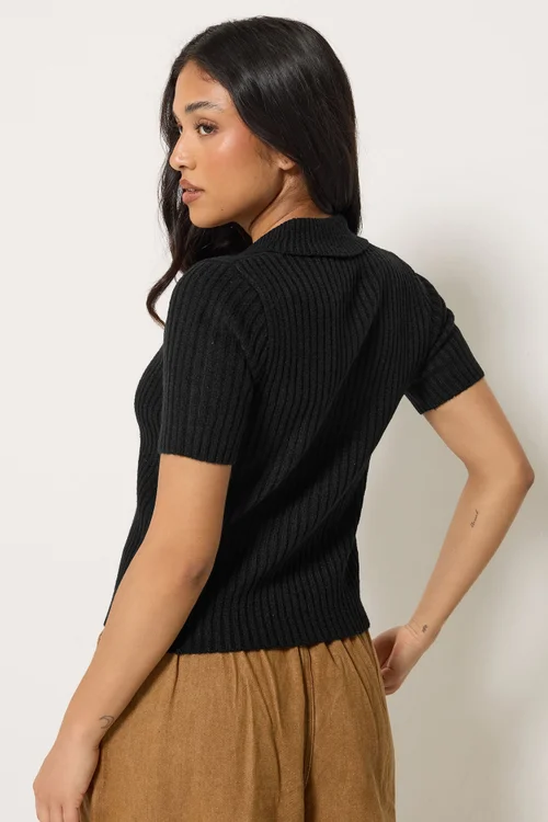PixieGirl Petite Black Short Sleeve Knitted Zip Cardigan - 6-8 Image 3