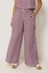 PixieGirl Petite Set Burgundy Red Gingham Cotton Top & Wide Leg Trousers - 14 Image 2