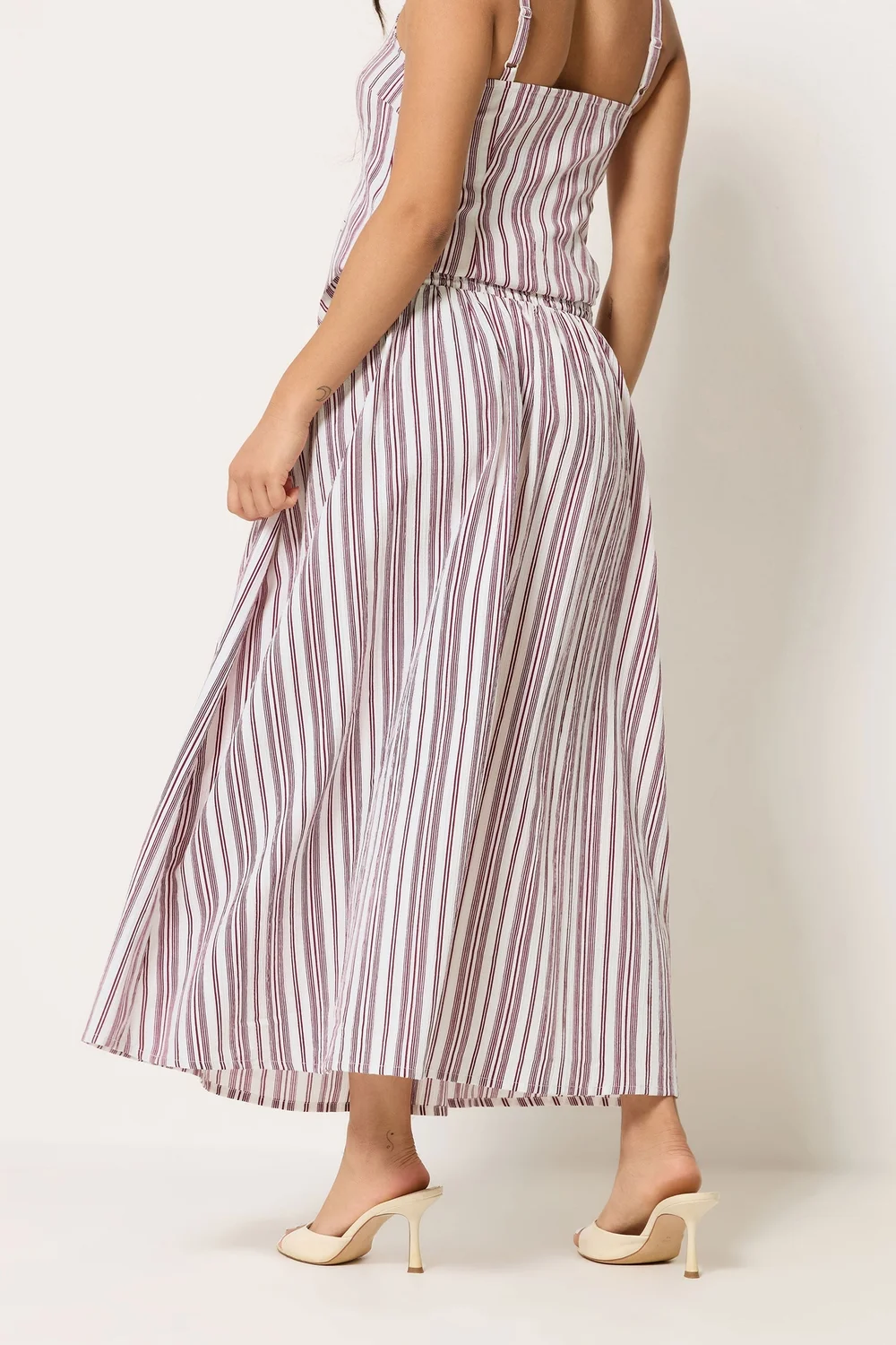 PixieGirl Petite Set Burgundy Red Stripe Cami & Maxi Skirt - 14 Image 4