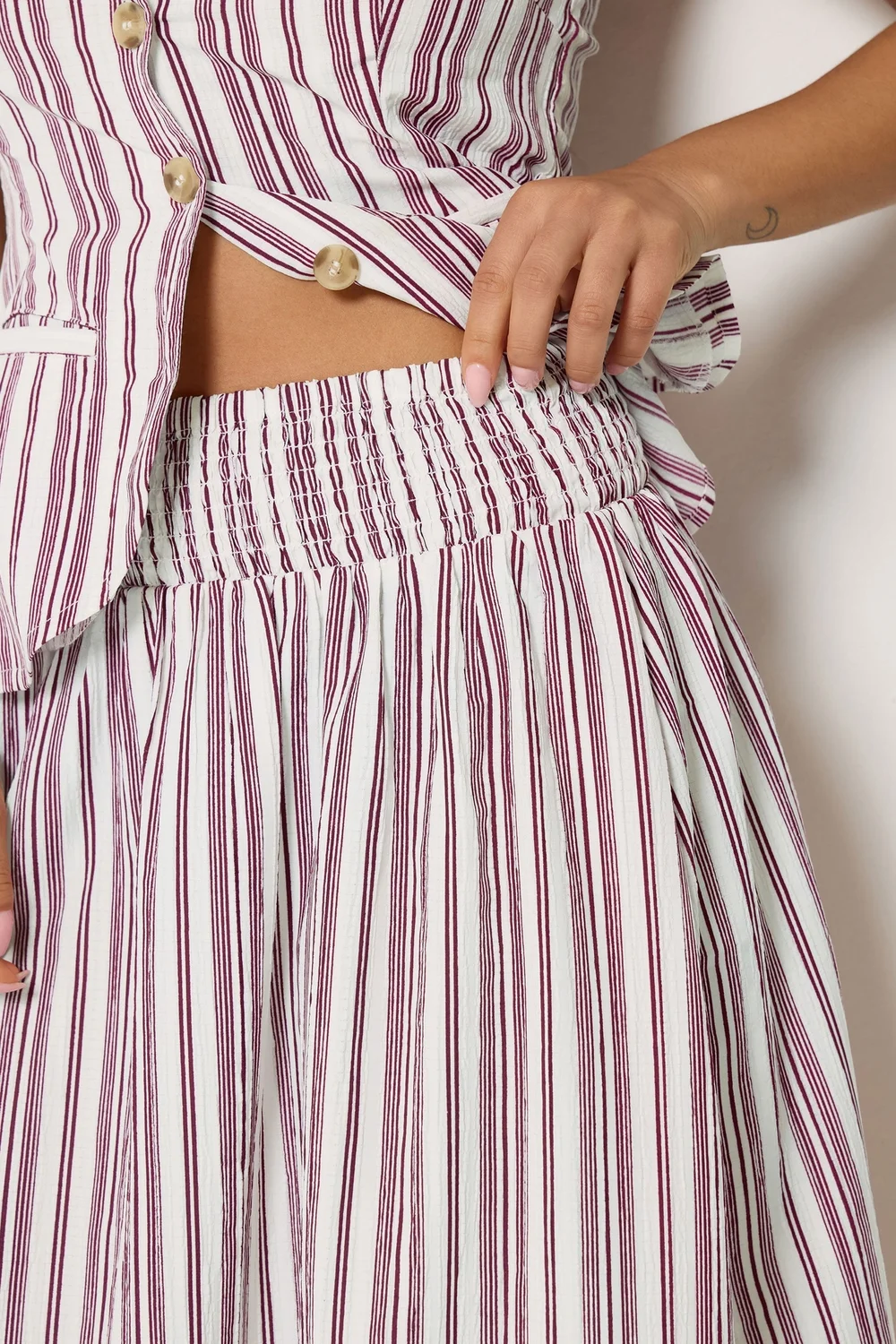 PixieGirl Petite Set Burgundy Red Stripe Cami & Maxi Skirt - 14 Image 5