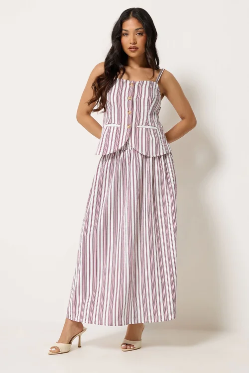 PixieGirl Petite Set Burgundy Red Stripe Cami & Maxi Skirt - 14 Image 3