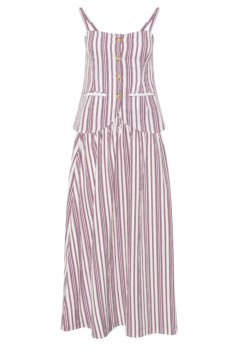 PixieGirl Petite Set Burgundy Red Stripe Cami & Maxi Skirt - 14 Image 2
