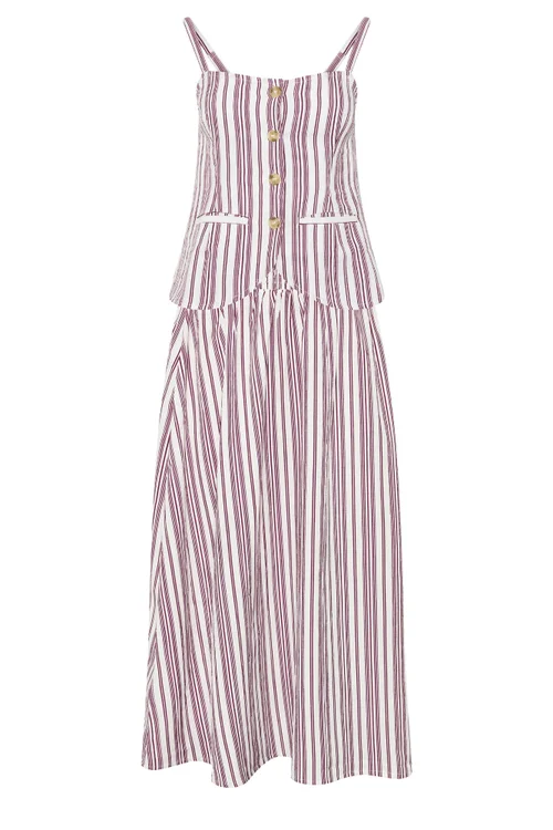 PixieGirl Petite Set Burgundy Red Stripe Cami & Maxi Skirt - 14 Image 2