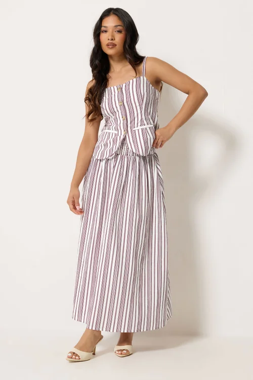 PixieGirl Petite Set Burgundy Red Stripe Cami & Maxi Skirt - 14 Image 1