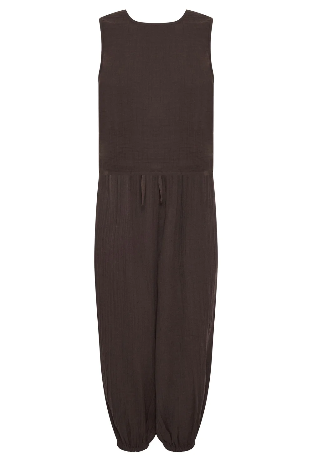 PixieGirl Petite Set Chocolate Brown Cotton Cheesecloth Top & Balloon Trousers - 12 Image 5