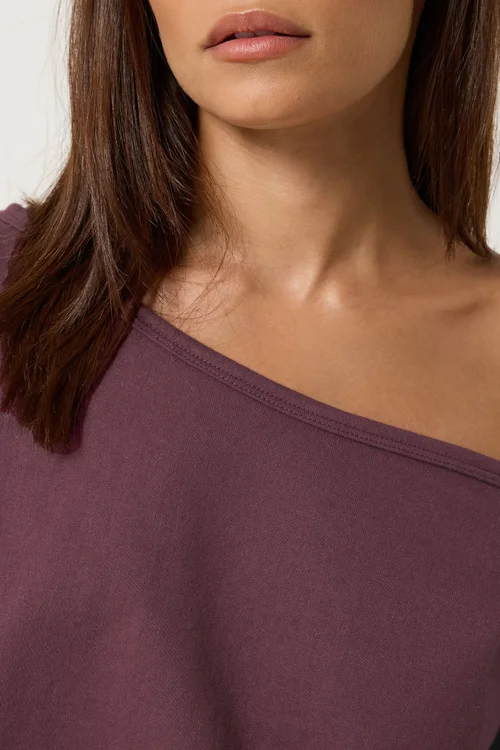 PixieGirl Petite Purple Plum Off Shoulder Sweatshirt - 16 Image 4