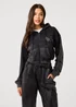 Pink Vanilla Black Halo Diamante Heart Zip Up Hoodie - L Image 1