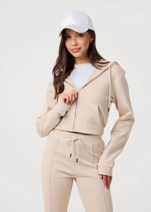 Pink Vanilla Stone Zip Up Cropped Hoodie - S Image 1