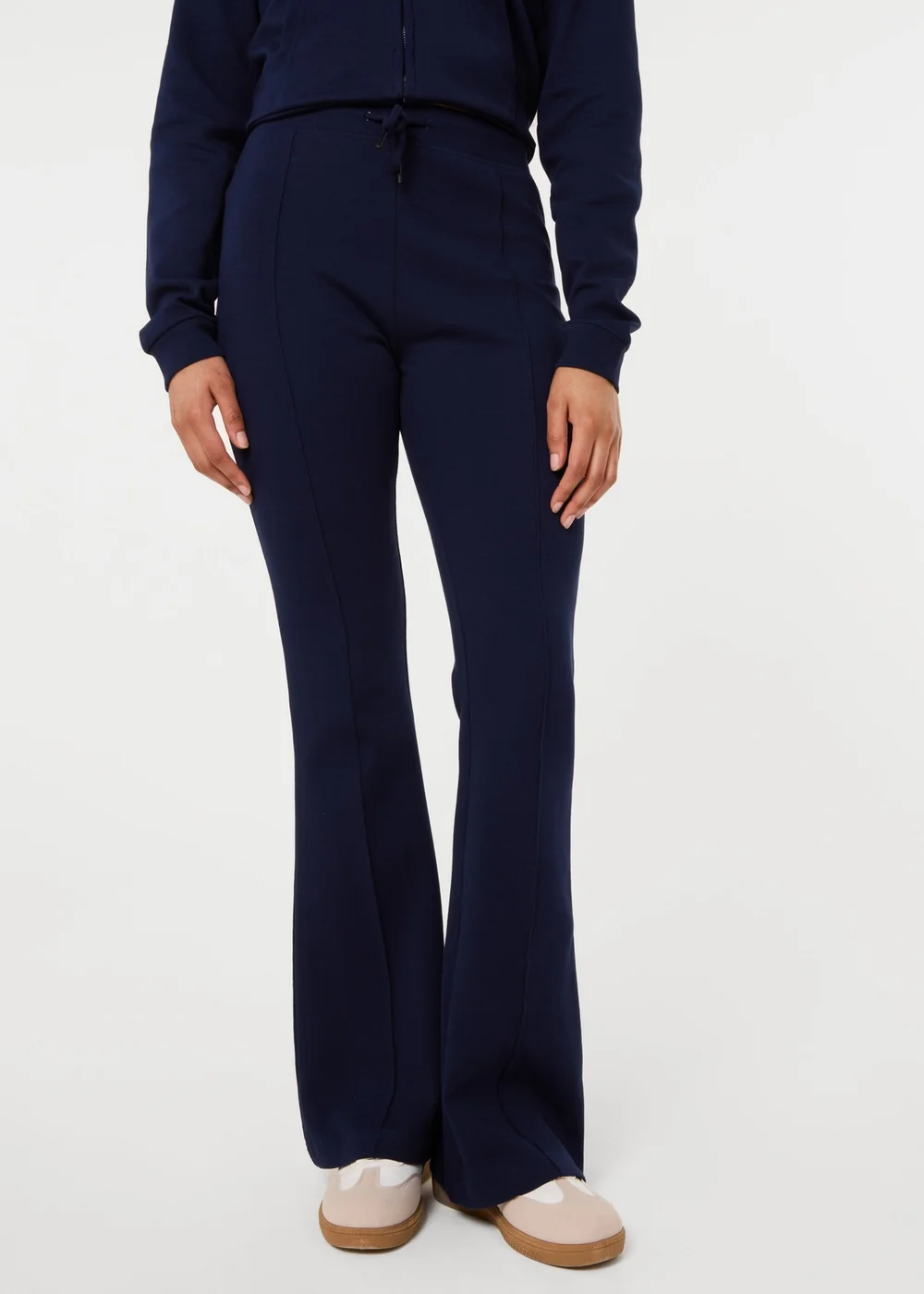 Pink Vanilla Navy Pin Tuck Jersey Flares - L Image 2