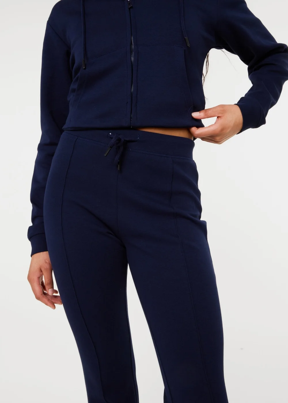 Pink Vanilla Navy Pin Tuck Jersey Flares - L Image 3