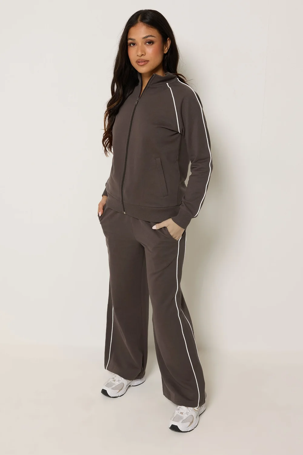 PixieGirl Petite Chocolate Brown Contrast Joggers - 8/L27 Image 2