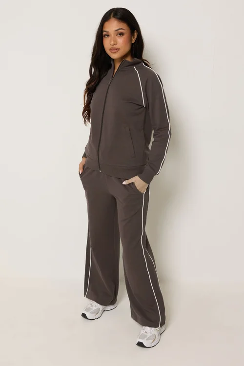 PixieGirl Petite Chocolate Brown Contrast Joggers - 8/L27 Image 2