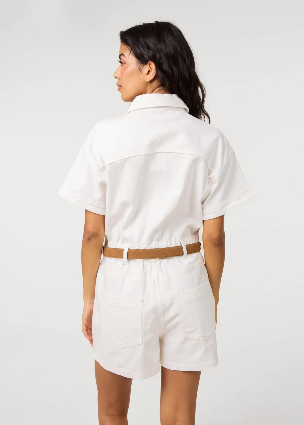 Pink Vanilla White Pocket Detail Denim Playsuit - 6 Image 4
