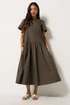 PixieGirl Petite Chocolate Brown Cotton Poplin Maxi Dress - 12 Image 1