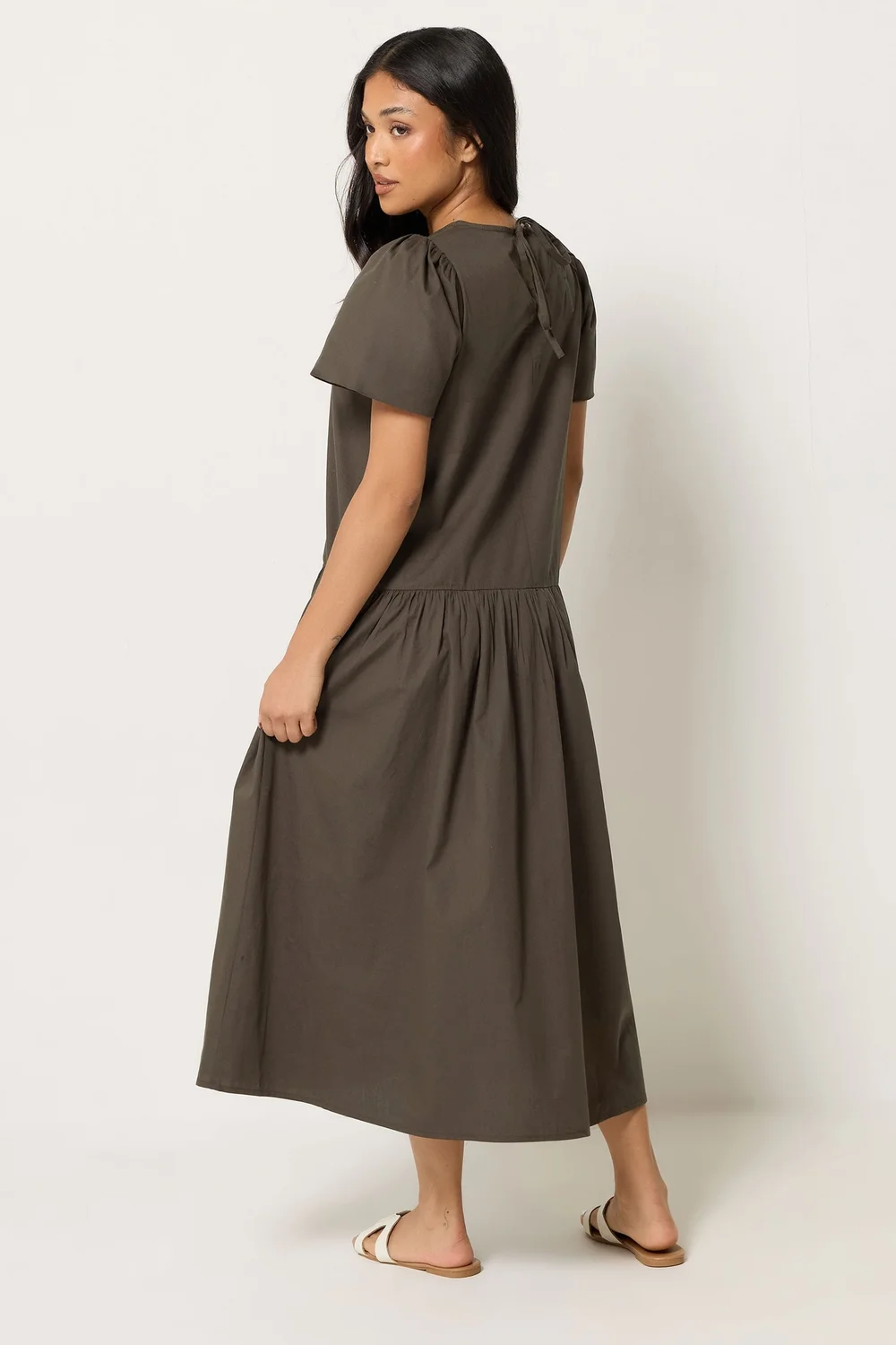PixieGirl Petite Chocolate Brown Cotton Poplin Maxi Dress - 12 Image 3