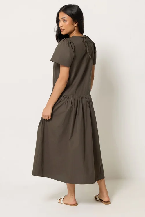 PixieGirl Petite Chocolate Brown Cotton Poplin Maxi Dress - 12 Image 3