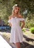 Pink Vanilla Cream Ditsy Off The Shoulder Mini Dress - 10 Image 1