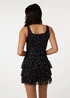 Pink Vanilla Black Polka Dot Square Neck Mesh Dress - M Image 4