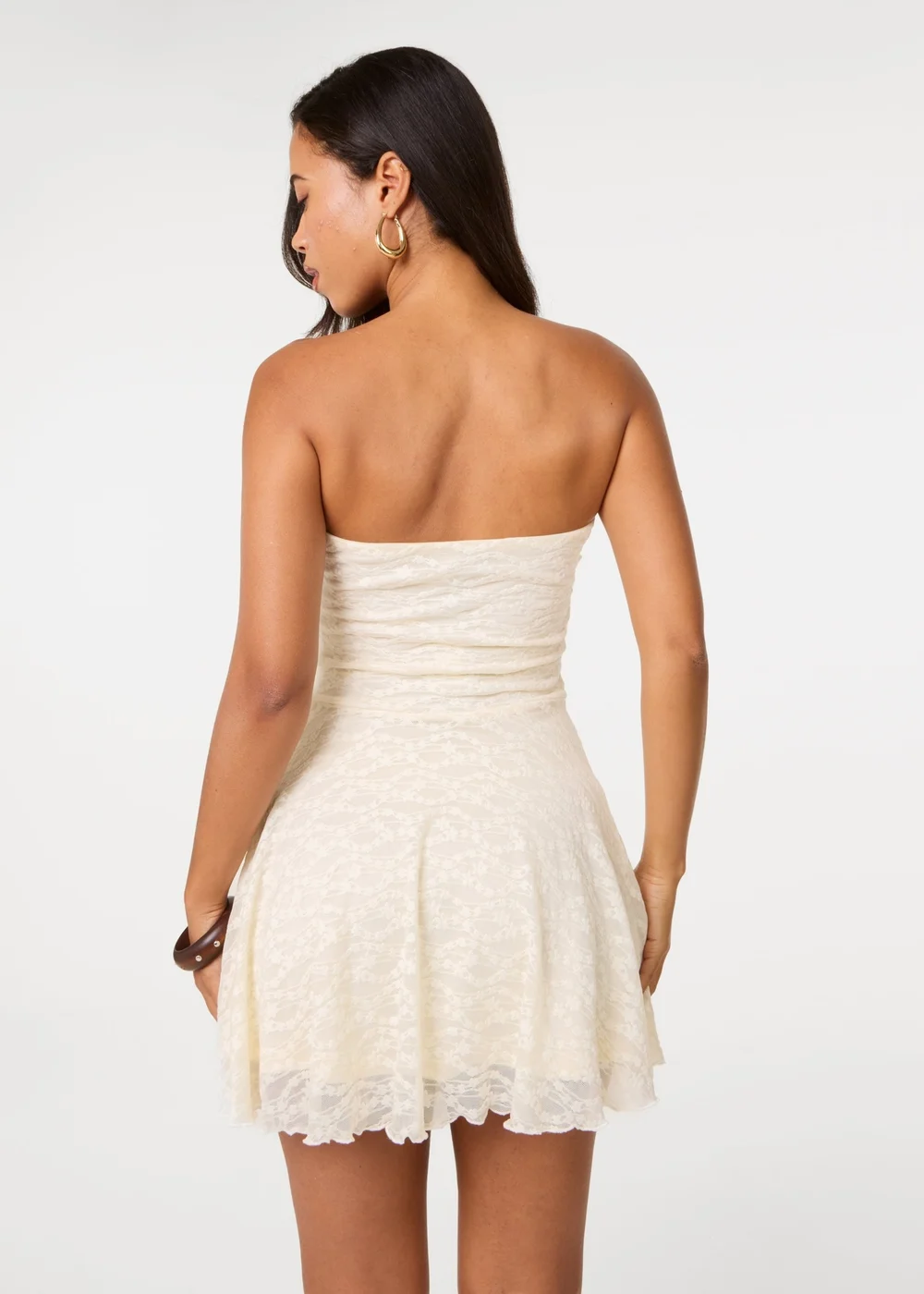 Pink Vanilla Cream Lace Asymmetric Mini Dress - L Image 5