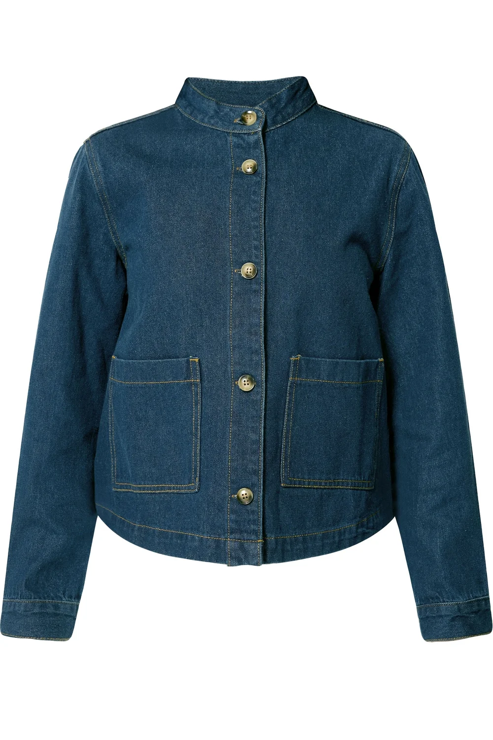 PixieGirl Petite Indigo Blue Collarless Denim Jacket - 12 Image 5