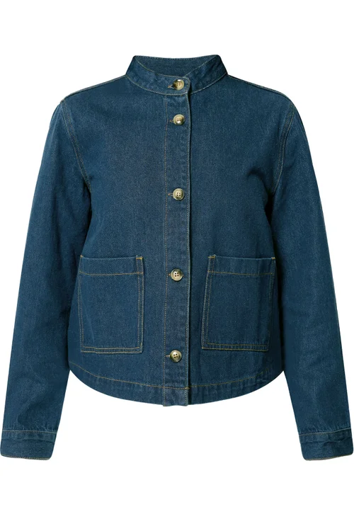 PixieGirl Petite Indigo Blue Collarless Denim Jacket - 12 Image 5