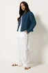 PixieGirl Petite Indigo Blue Collarless Denim Jacket - 12 Image 2