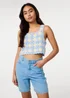 Pink Vanilla Blue Daisy Crochet Crop Top - S/M Image 1