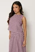 PixieGirl Petite Burgundy Red Cotton Gingham Top - 18 Image 1