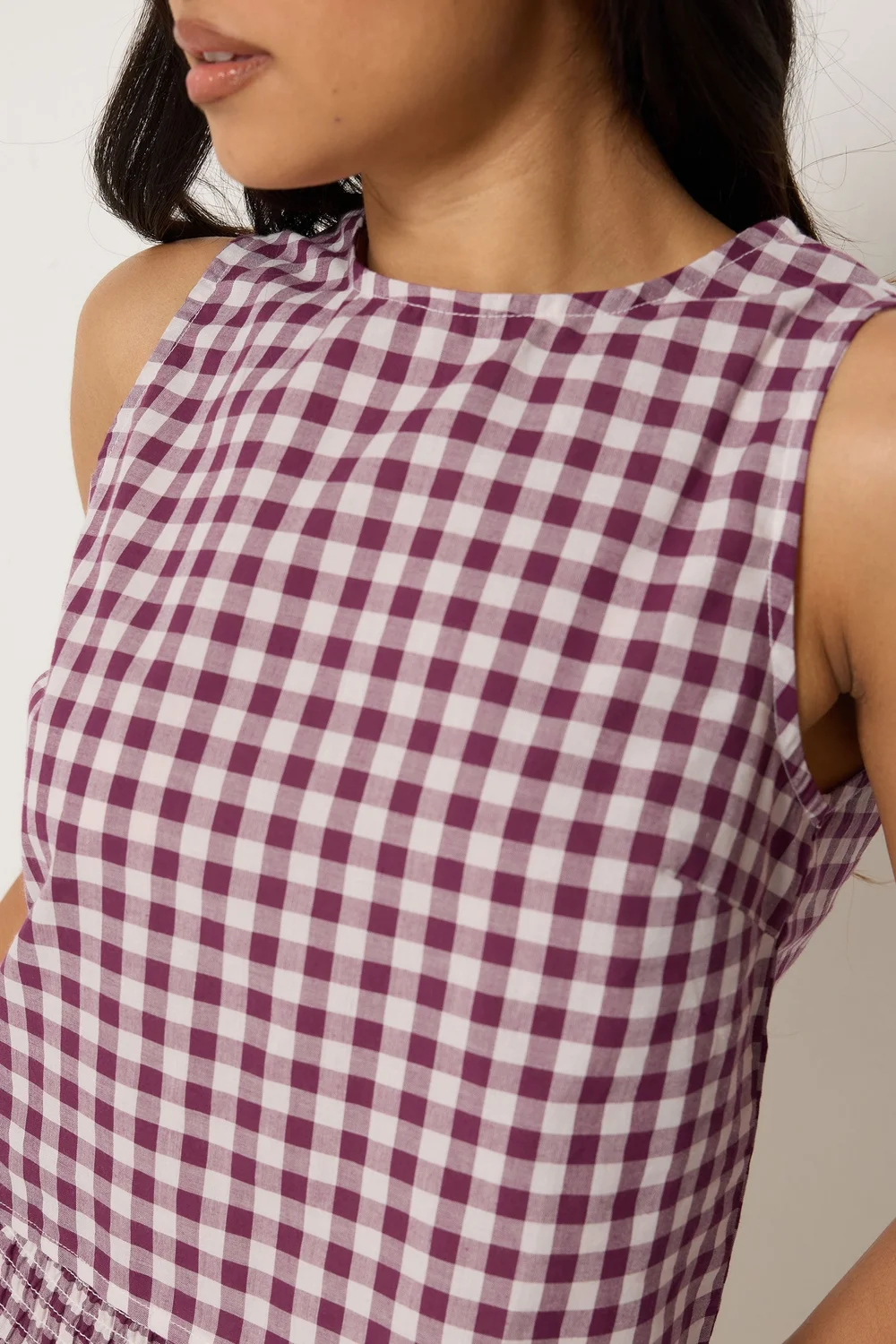 PixieGirl Petite Burgundy Red Cotton Gingham Top - 18 Image 5