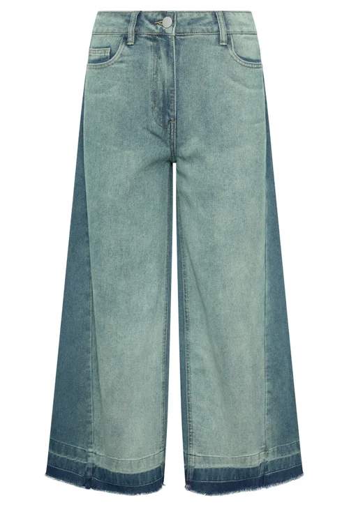 PixieGirl Petite Mid Blue Frayed Wide Leg Jeans - 8/L27 Image 5