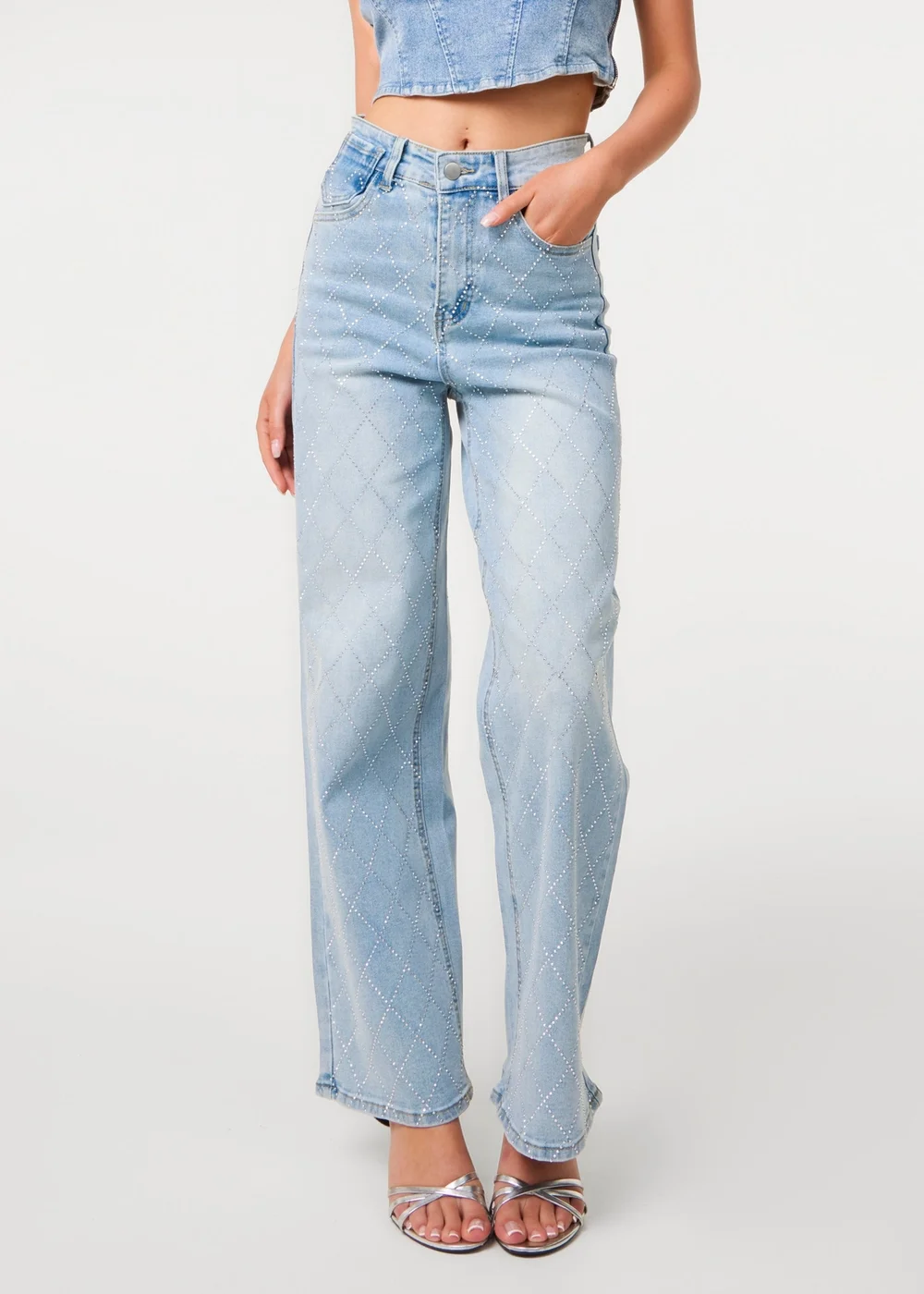 Pink Vanilla Blue Studded Diamond Jeans - 14 Image 2