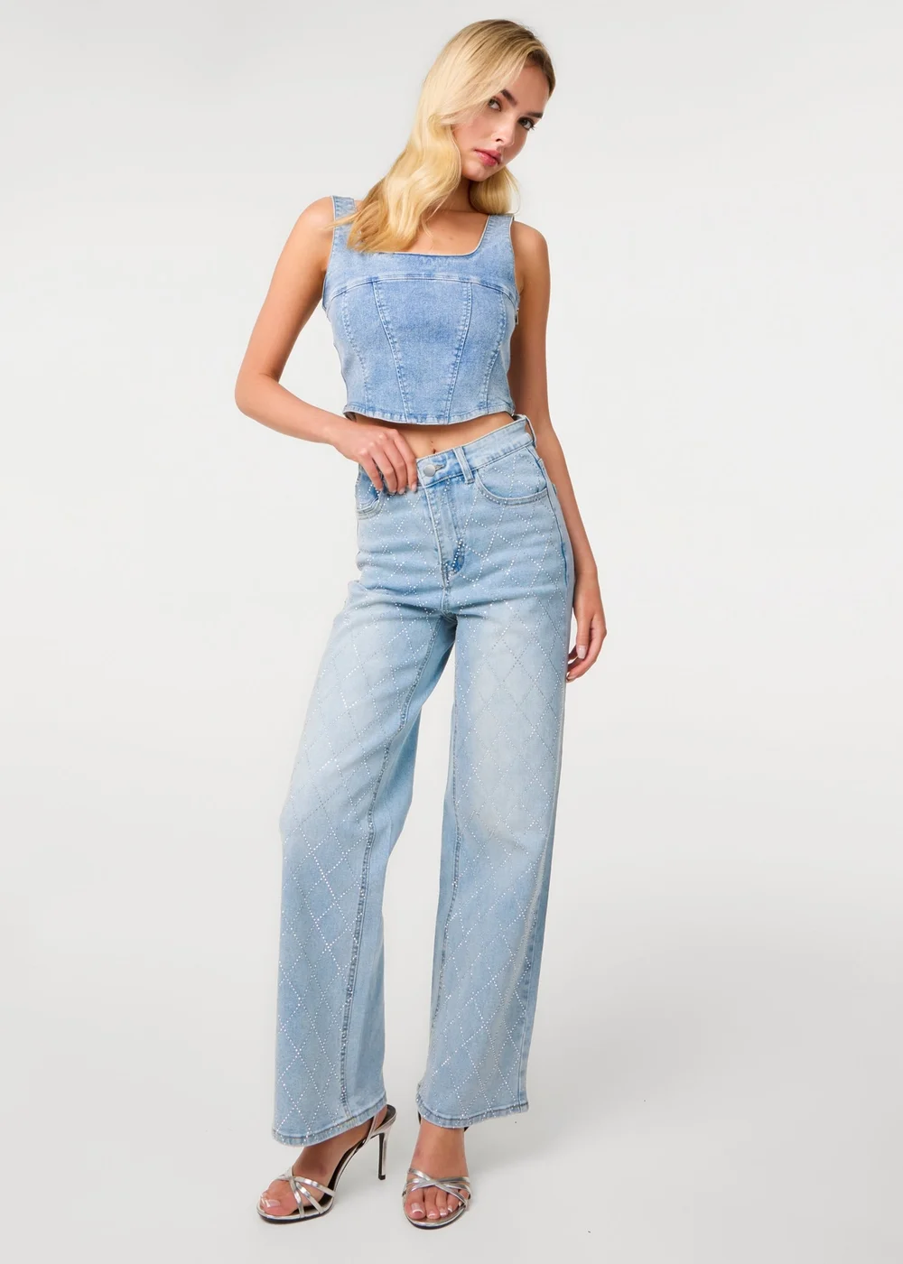 Pink Vanilla Blue Studded Diamond Jeans - 14 Image 1