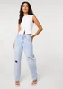 Pink Vanilla Blue Ripped Washed Barrel Jeans - 6 Image 1
