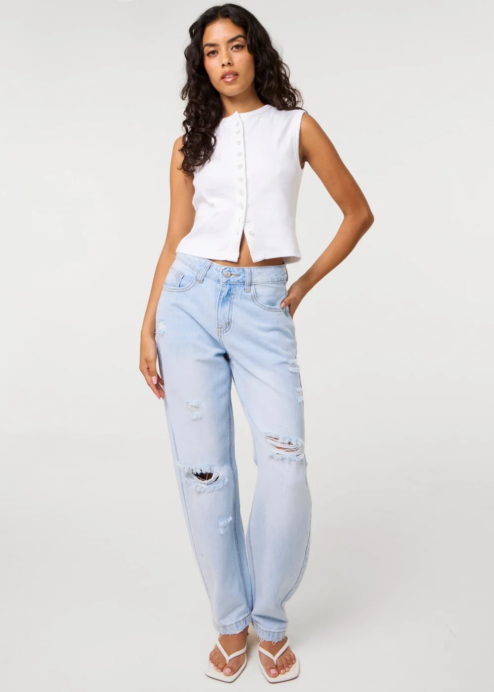 Pink Vanilla Blue Ripped Washed Barrel Jeans - 6 Image 3