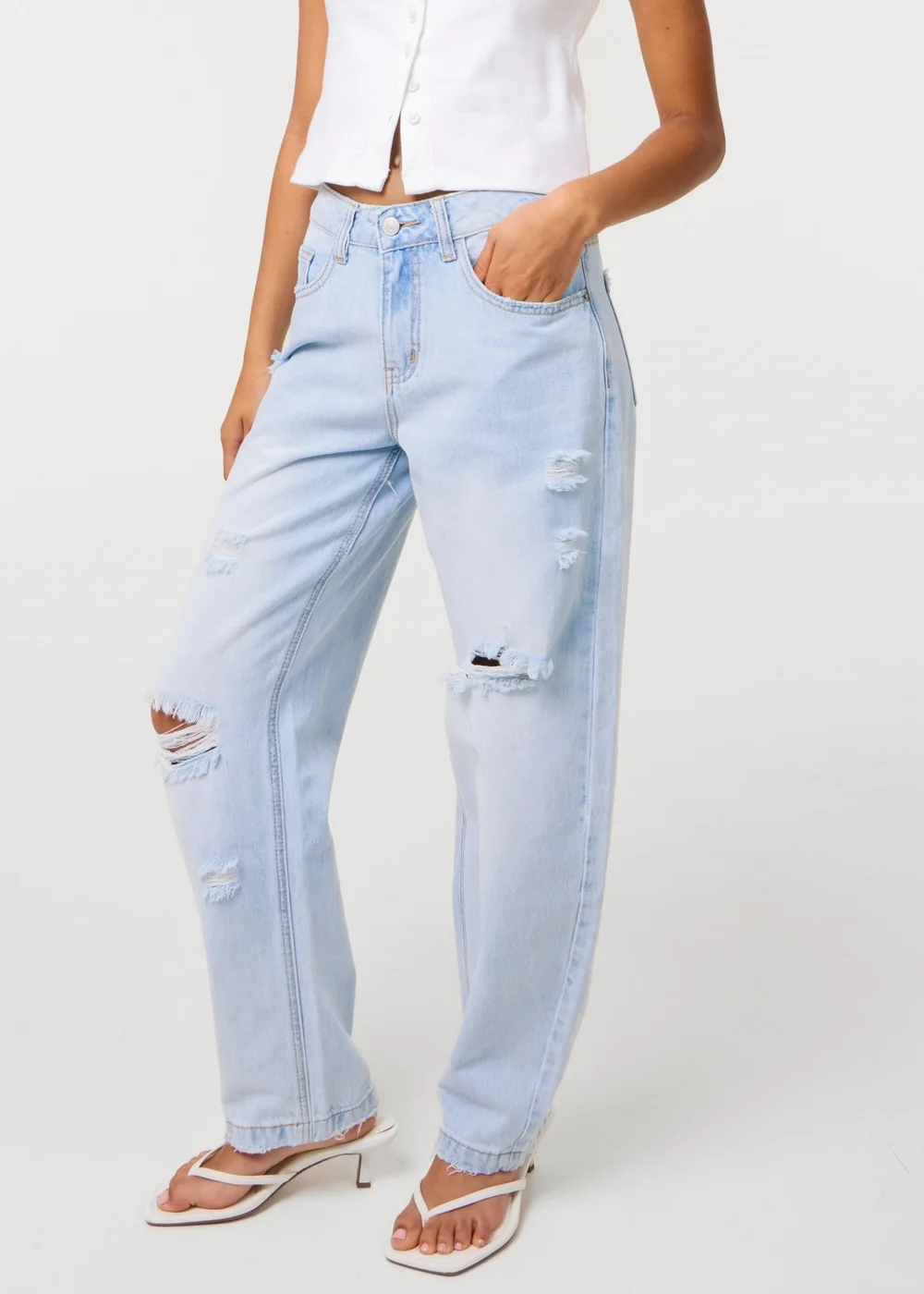 Pink Vanilla Blue Ripped Washed Barrel Jeans - 6 Image 2