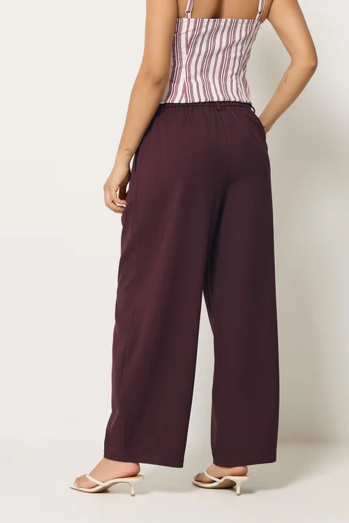 PixieGirl Petite Burgundy Red Barrel Leg Trousers - 16/L27 Image 4