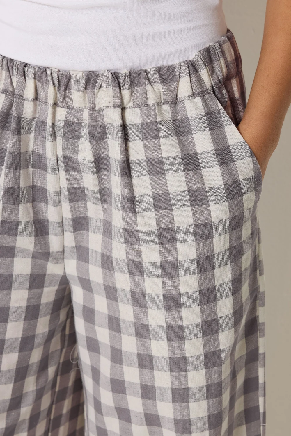 PixieGirl Petite Grey Gingham Wide Leg Trousers - 18/l27 Image 4