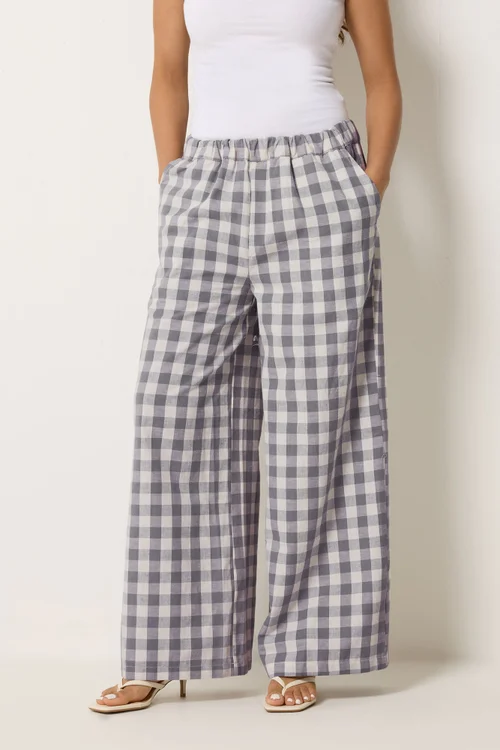 PixieGirl Petite Grey Gingham Wide Leg Trousers - 18/l27 Image 2