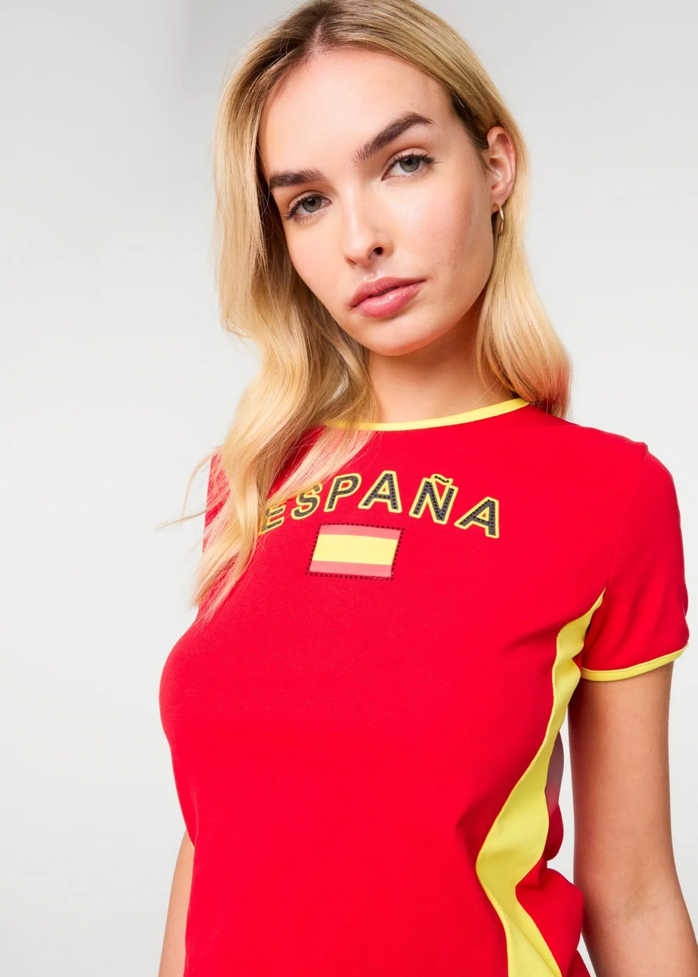 Pink Vanilla Red Spain Embellished Football T-Shirt - M/L Image 3