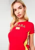 Pink Vanilla Red Spain Embellished Football T-Shirt - M/L Image 3