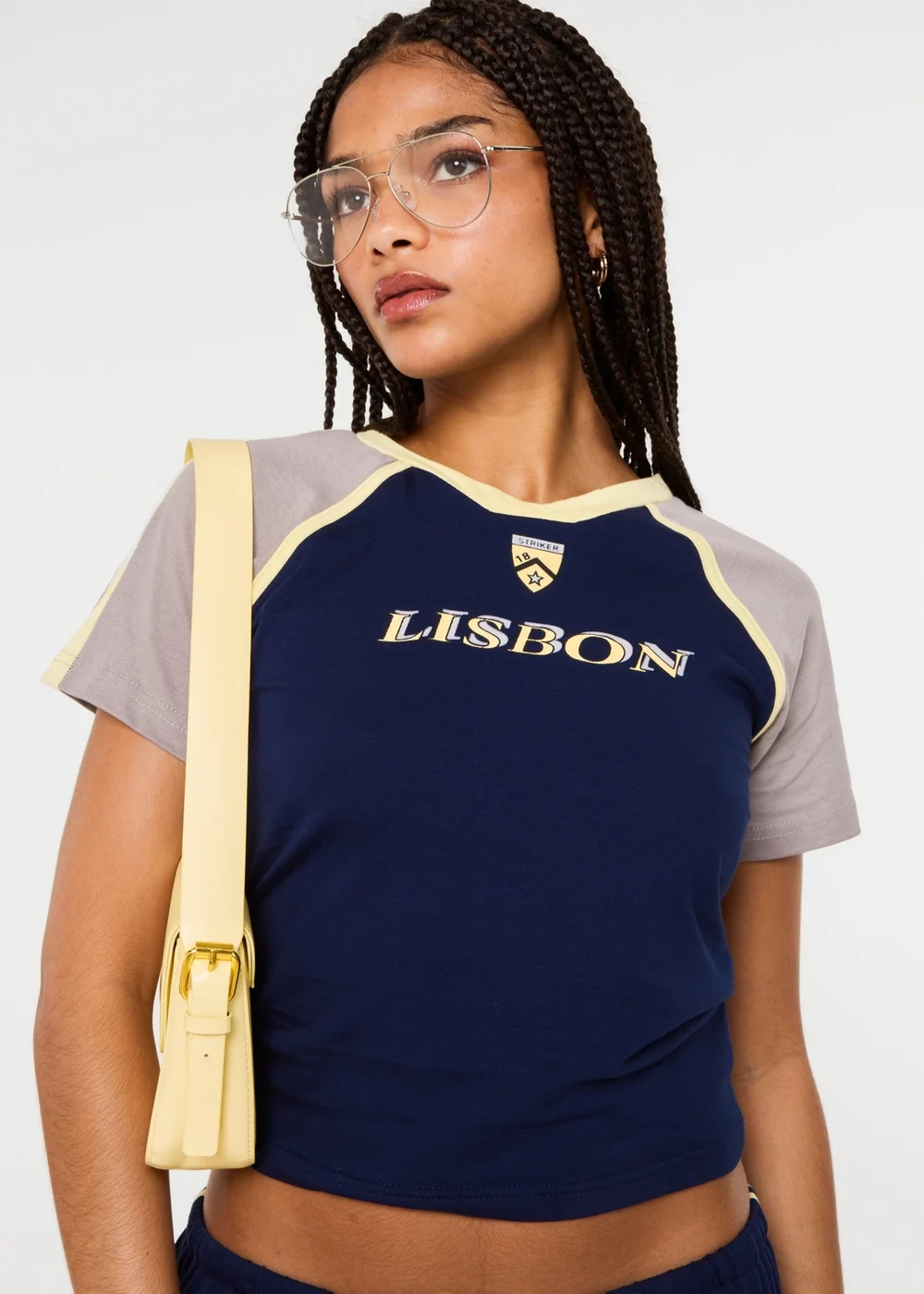 Pink Vanilla Navy Lisbon Fitted T-Shirt - S Image 3