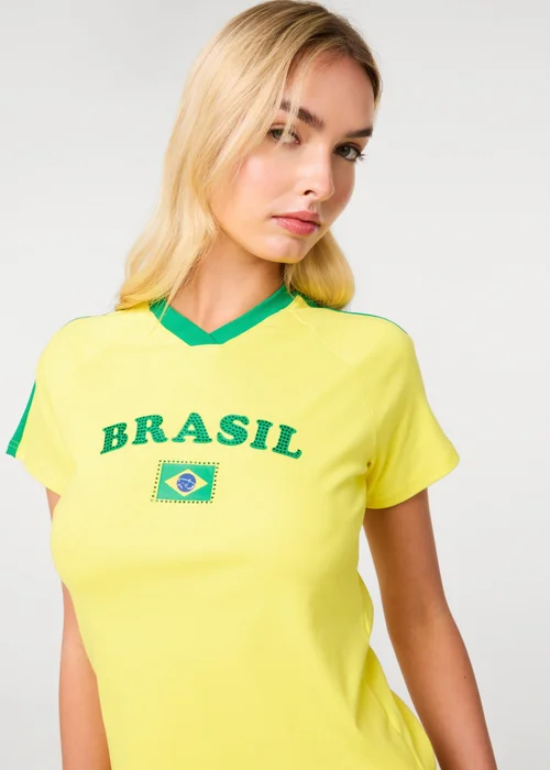Pink Vanilla Yellow Brasil Embellished Football T-Shirt - M/L Image 3