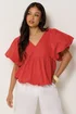 PixieGirl Petite Red Cotton Puff Sleeve Top - 12 Image 1
