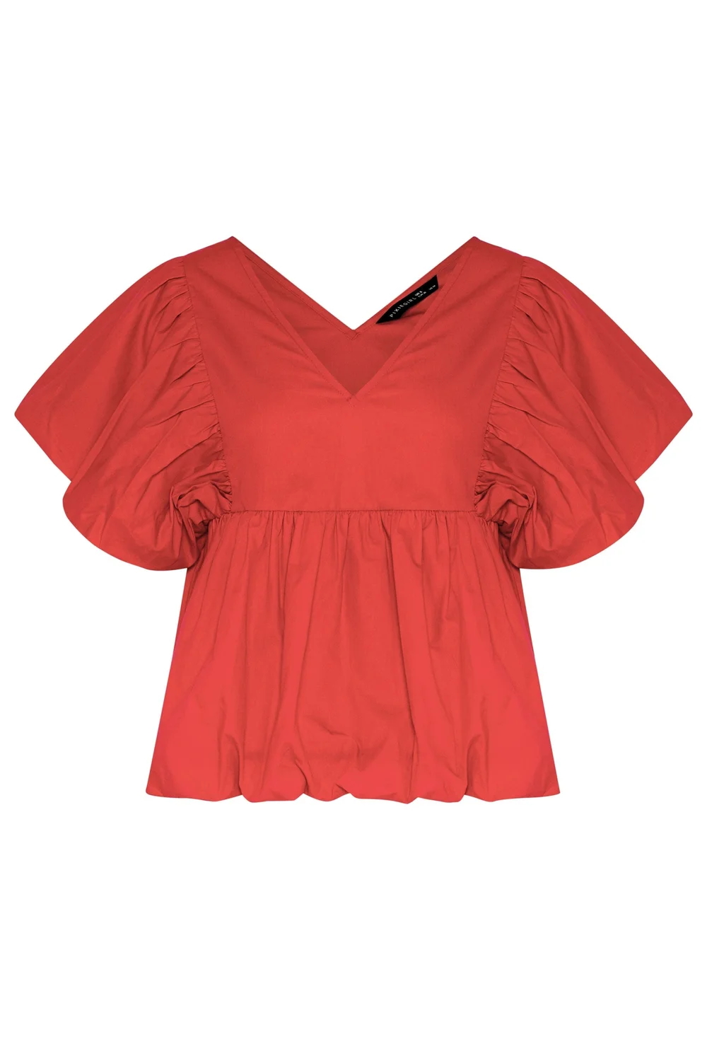 PixieGirl Petite Red Cotton Puff Sleeve Top - 12 Image 5