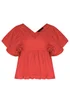 PixieGirl Petite Red Cotton Puff Sleeve Top - 12 Image 5