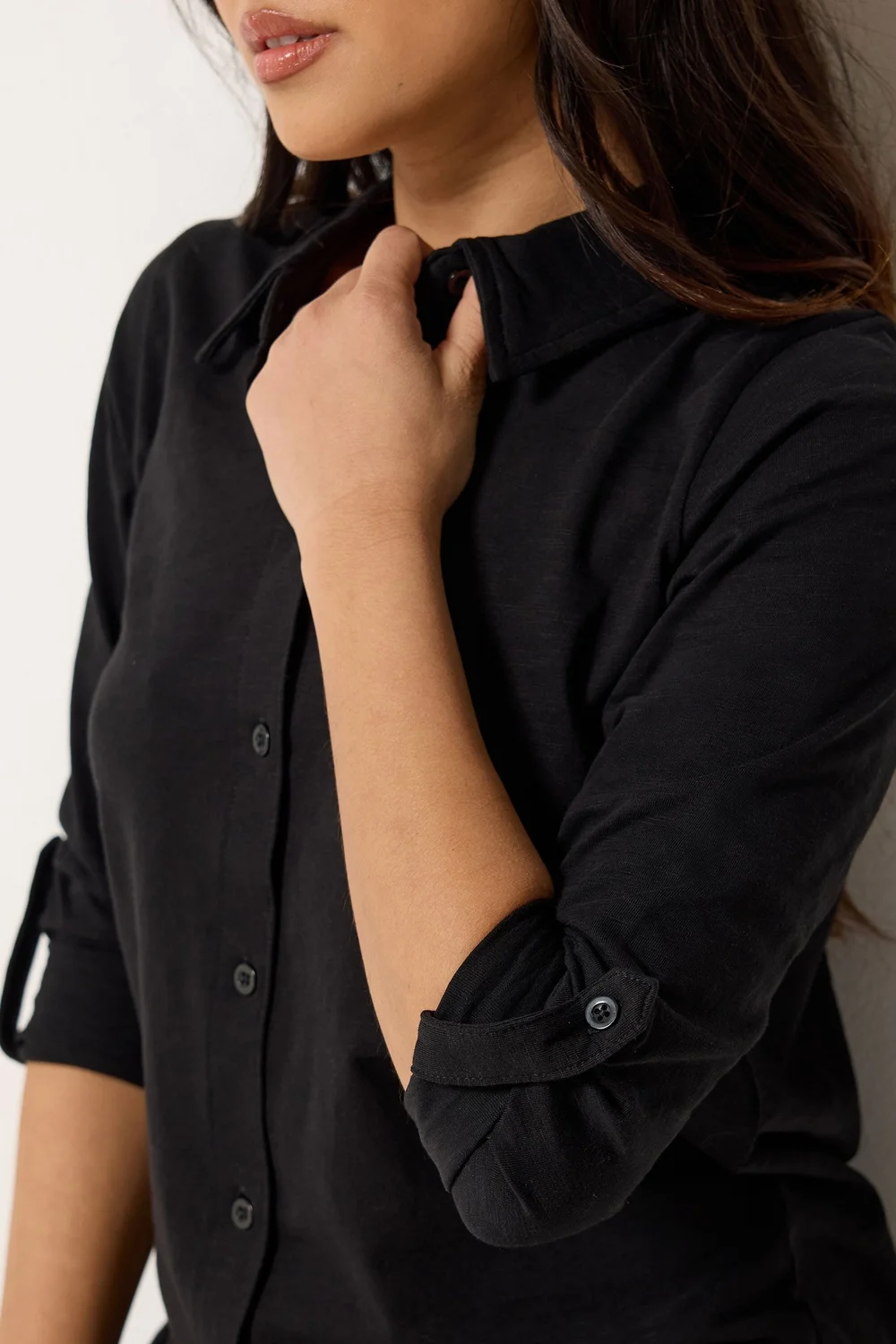 PixieGirl Petite Black Button Cotton Shirt - 10 Image 4