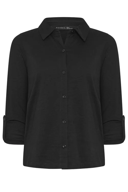 PixieGirl Petite Black Button Cotton Shirt - 10 Image 5