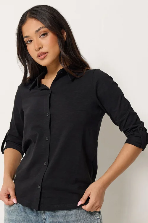 PixieGirl Petite Black Button Cotton Shirt - 10 Image 1